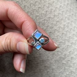 Double Moonstone And Topaz Sterling Silver Ring Size 7
