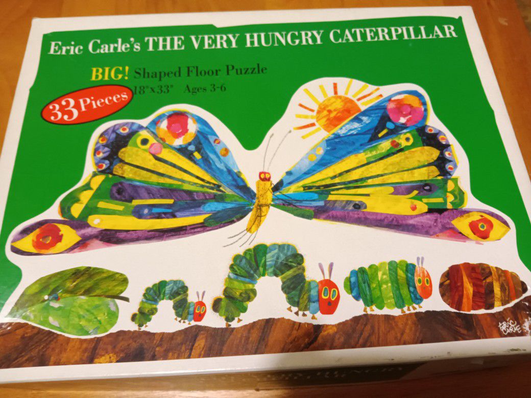 Vintage 1994 The Very Hungry Caterpillar Big Shaped Floor Puzzle 18x33 In. 