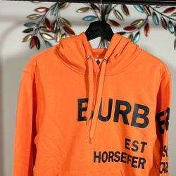 BURBERRY HORSEFERRY LOGO PRINT ORANGE HOODIE, Visit Our Profile For More Items Available !!!