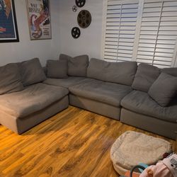 Dream Gray 131'' 4 Piece Modular Sectional with 1 Armless Chairs, 2 Corners, 1 Ottoman