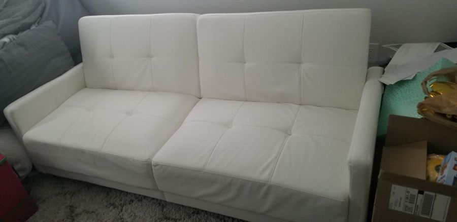 Modern White Leather Futon