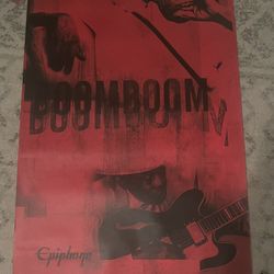 Vintage John Lee Hooker Gibson Epiphone Sheraton Guitar Poster Boom Boom 24 x 36