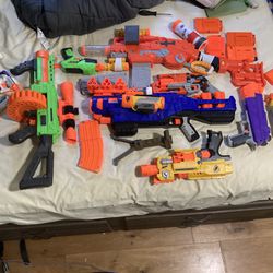 Nerf Gun lot + attachments & Bullets