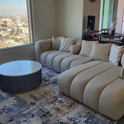 Beige  Sectional Couch Livingroom  $60 down payment
