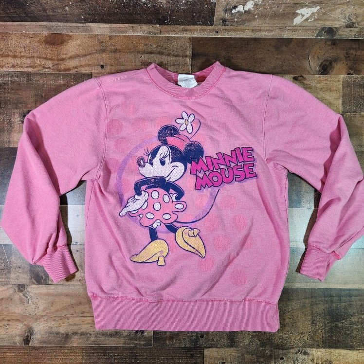 Vintage Disney Minnie Mouse Pink Crewneck Sweatshirt Medium