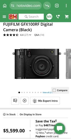 Fujifilm GFX 100RF medium format camera with lens