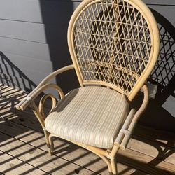 Vintage Mid Century Boho Chic Brown Bamboo Rattan Chair Ficks Reed Style