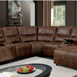 Brand New Brown Power Reclining Sectional Sofa