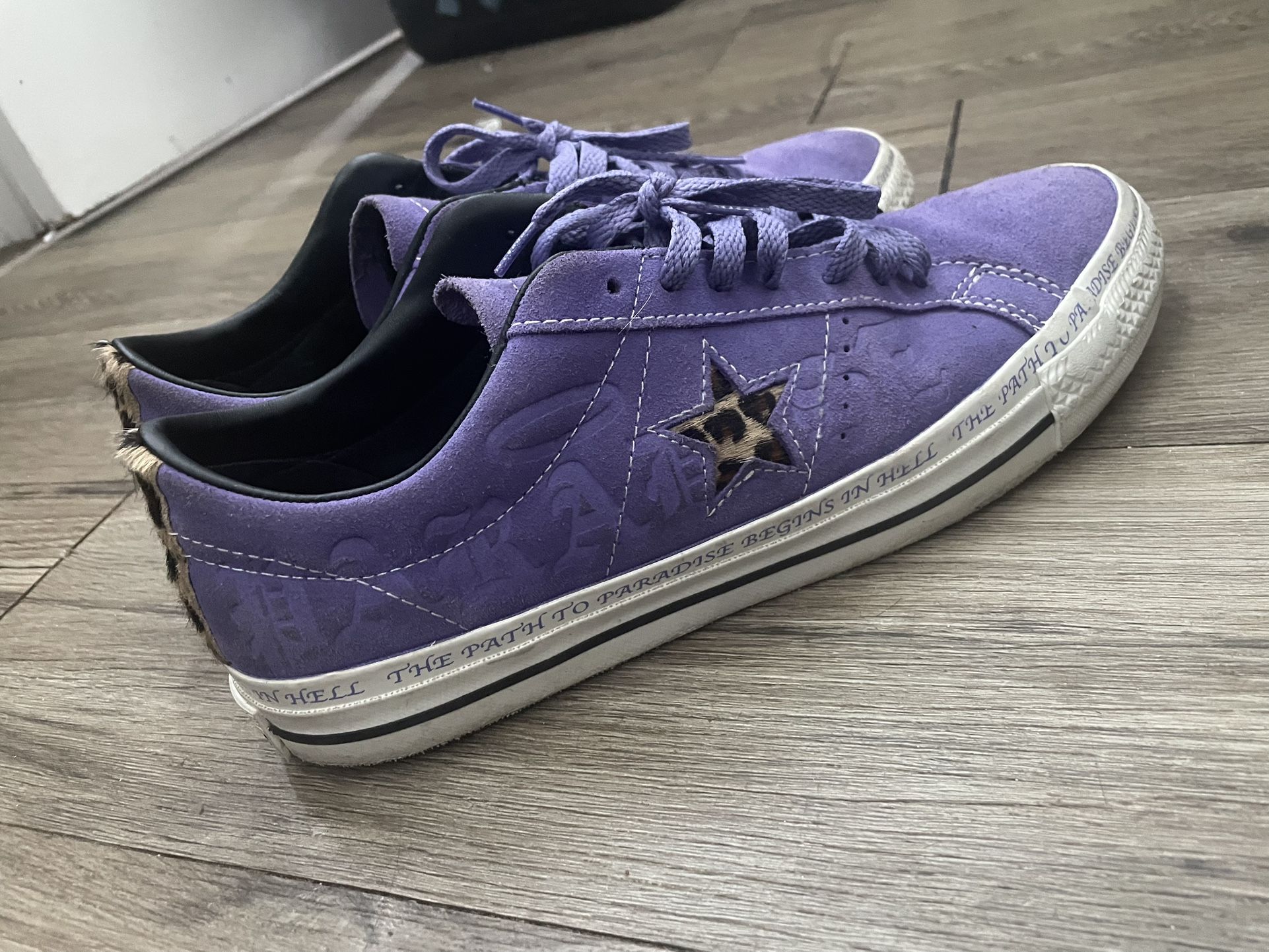 Converse Pro Star Purple And Cheetah Print Shoes