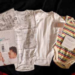 5 Brand New Onesies (Bodysuits) Hannah Anderson 0-3 Months, Carter's 3 Months & 3-6 Months