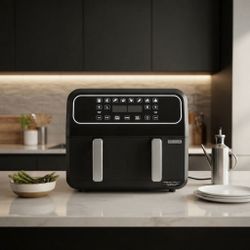 Premium Levella Dual Basket 8-in-1 Digital Air Fryer Oven, 8 Qt Total, 2 x 4.2 Qt Baskets, 1,800W, Sync Finish Technology, Black (PAFD4200)
