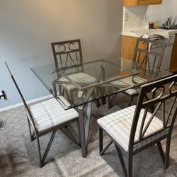 Glass dining Table + Chairs