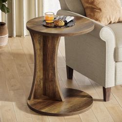Tribesigns C-Shaped End Table, 2-Tier Round Side Table with Sturdy Base Brand new still in the box D90
