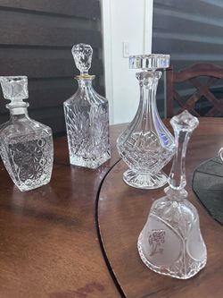 Crystal Glass Decanters and Bell Set