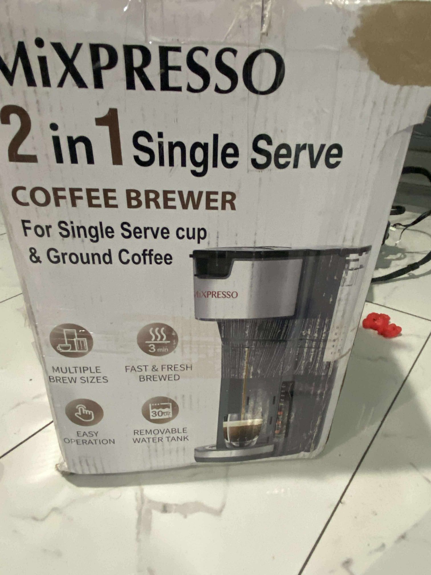 Mixpresso Silver Single Serve 2 in 1 Coffee Brewer K-Cup Pods
