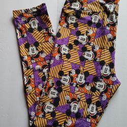 LuLaRoe Leggings Disney Mickey Mouse Multicolor Geo Print ~ Tall & Curvy