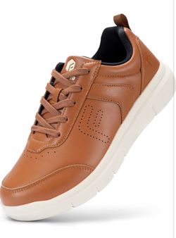Brown Leather Low-Top Sneakers