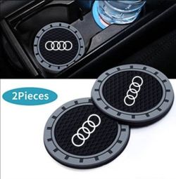 For  Audi Logo Cup Holder Coaster Inserts, 2.75" Non-Slip Silicone
