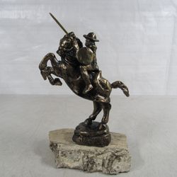 Wally Shoop 1980 Medieval Knight On Horseback Signed Brass Statue
