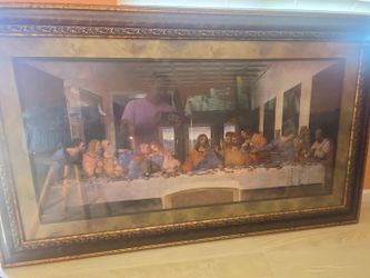 Stunning Vintage Religious Wall Art – The Last Supper – Large Decorative Frame