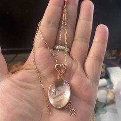Rose quartz Sterling Silver Rose Gold Plated Necklace Set