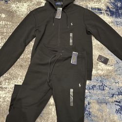 Black Polo Double Knit Jacket/Sweatpants Tracksuit 