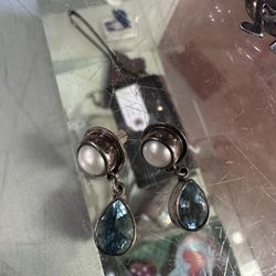 Silver Pearl & Gemstone Earrings 