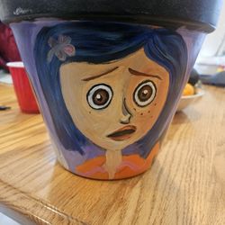 Last Minute Gift. Large Hand Painted Coraline Pot