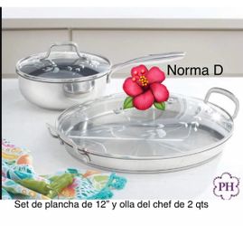 Set de plancha de 12” de acero inoxidable y olla de 2 qts nuevas en sus cajas 🌺 princess house 🌺