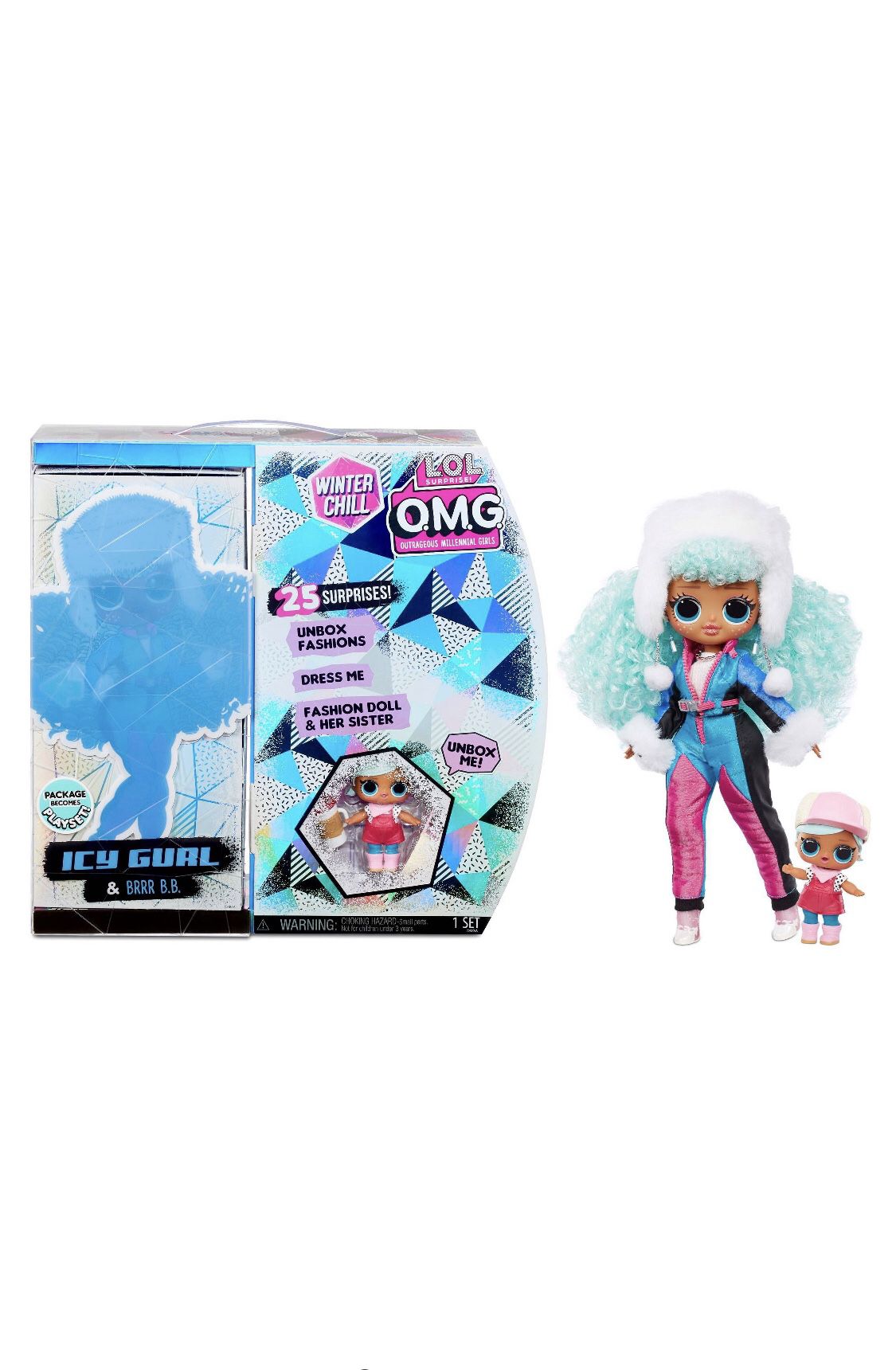 LOL SURPRISE OMG Winter Chill Icy Gurl & BRRR B.B Doll With 25 SURPRISES