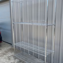 Chrome Metal Wire Rack With Four Shelves
