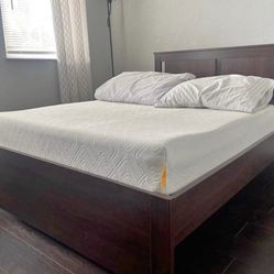 Dark Brown Queen Bed Frame With Mattres. Price  Including Delivery 