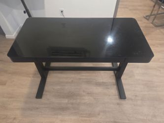 Black glass office desk