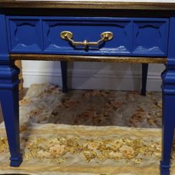 Sapphire Blue Vintage ACCENT TABLE - Hand Refinished 