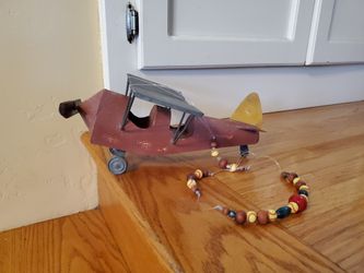 Vintage Handcrafted Hanging Metal Tin Airplane Model