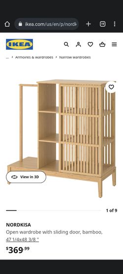 IKEA NORDKISA Open Wardrobe/Dresser w/Sliding Door, Bamboo for