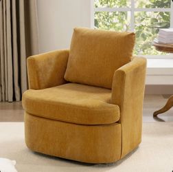 Ginger color swivel fabric accent chair