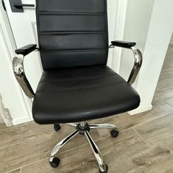 Black Faux Leather Office Chair + Cushion Lab Seat/Lumbar Pillow Set