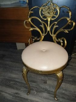Antique or vintage gold Painted cast iron frame dressing room chair