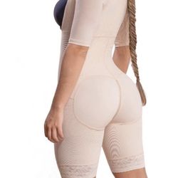 NEW Vedette 5145 Mid Thigh Shapewear with Arm Compression and Zipper Gusset (Colombian)