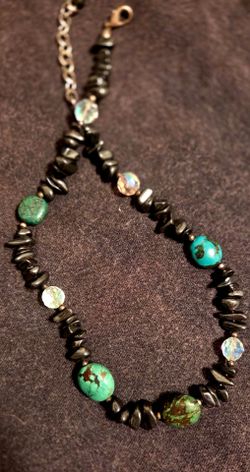 Turquoise and Hematite Beaded Necklace