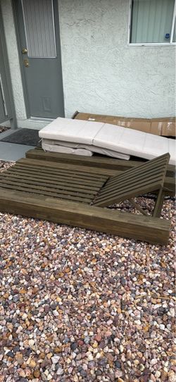 Two new Outdoor Wood Chaise Lounge with Cushion