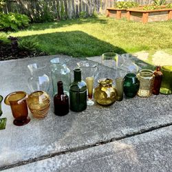 Vases - Orange, Amber, Green And Clear Vases