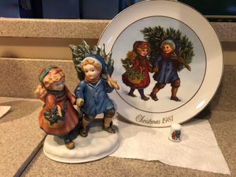 1981 Christmas plate porcelain figurine and Thimble. Offer 25 or best offer