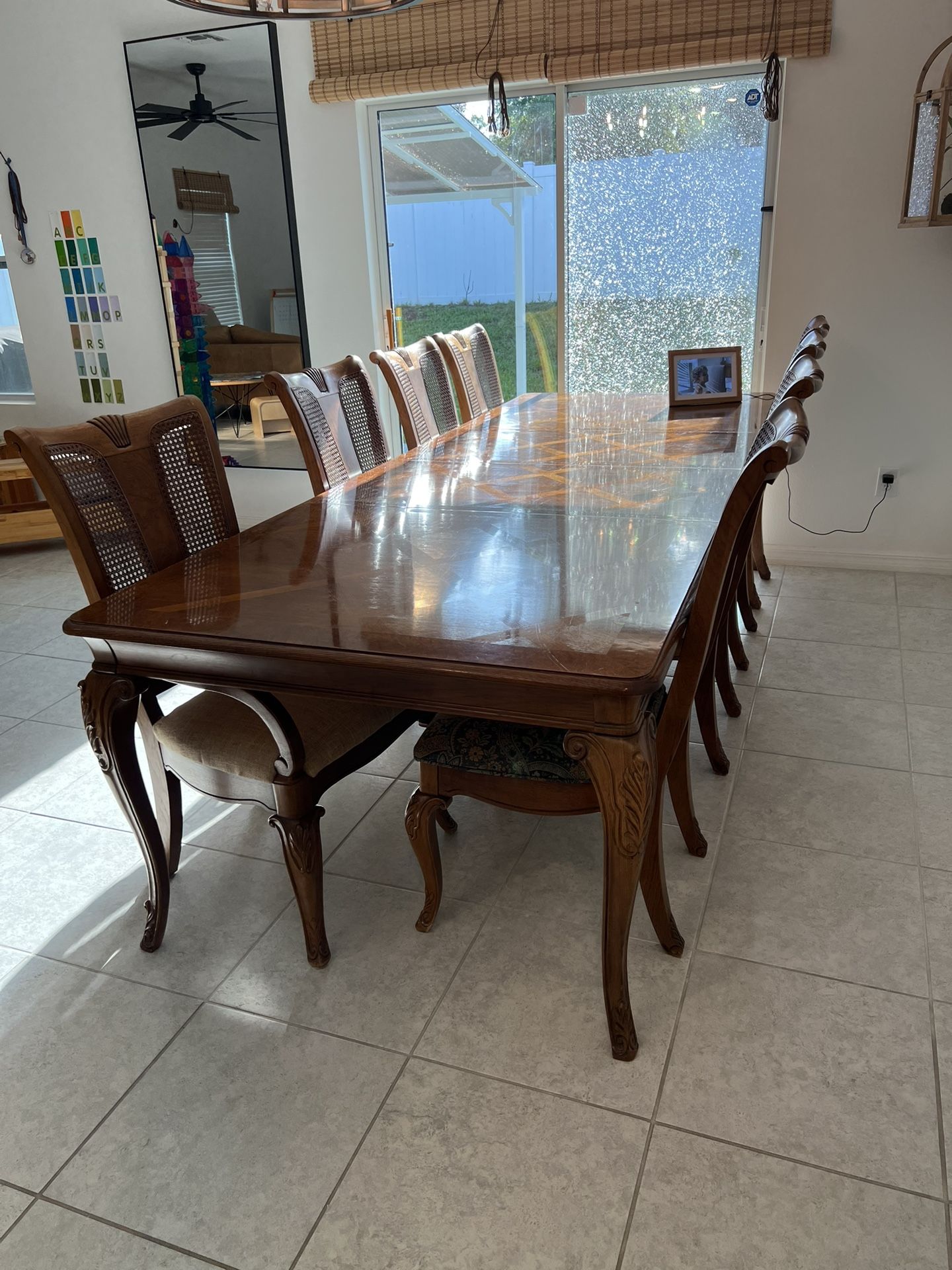 Solid Wood!! Huge 10 Person Dining Room Table With A Huge Hutch!! All Real Wood!