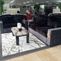 PRICE DROP‼️Stunning Black Corduroy Sofa&Loveseat On Sale $899