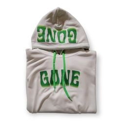 GONE Hoodie In White | Forest Green × Lime Green |
