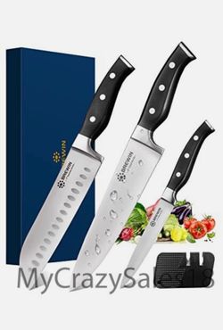 Brewin Professional Kitchen Knives, 3PC Chef Knife Set Sharp
