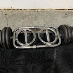Tricep Curl Bar W/weights 90lbs.