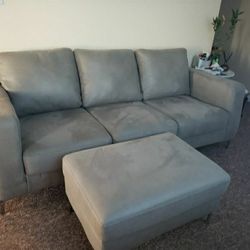 Ashley Sofa With Ottoman Light Gray Modern Style